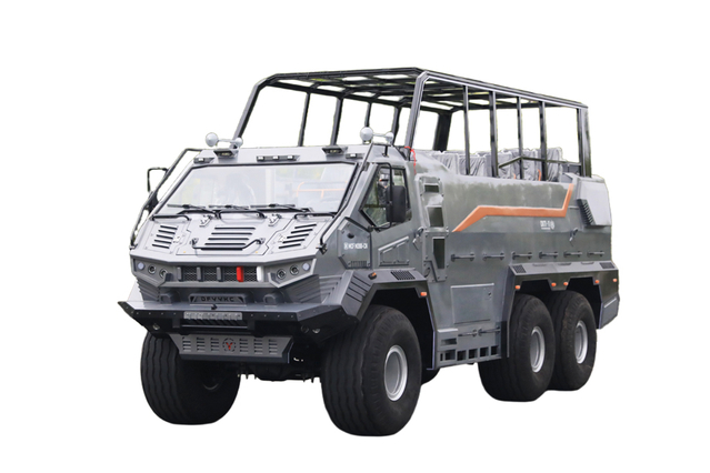 375马力六驱18+2座沙漠旅游观光车厂家_6×6越野专用底盘改装游客运输车配置_矿用通勤6*6经典定制18/20/23/25/27/28/30/35大脚怪电话